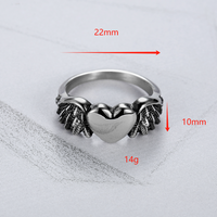 Punk Heart Shape Wings Anchor 304 Stainless Steel Women's Rings main image 6