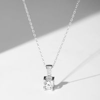 Simple Style Shiny Square Sterling Silver Plating Inlay Zircon Silver Plated Pendant Necklace main image 1