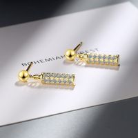 1 Pair Lady Solid Color Plating Inlay Copper Zircon 24k Gold Plated White Gold Plated Drop Earrings main image 5