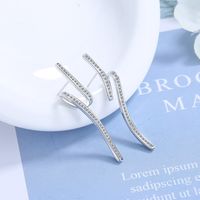 1 Pair Simple Style Waves Inlay Copper Zircon White Gold Plated Ear Studs main image 5