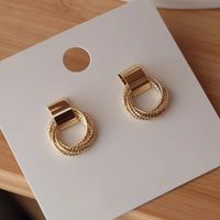 1 Pair Casual Simple Style Circle Plating Alloy Gold Plated Drop Earrings main image 4