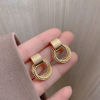 1 Pair Casual Simple Style Circle Plating Alloy Gold Plated Drop Earrings main image 3