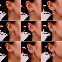 1 Pair Ig Style Simple Style Star Water Droplets Flower Plating Inlay Copper Zircon White Gold Plated Drop Earrings Ear Studs main image 1