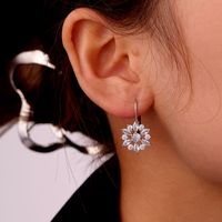 1 Par Estilo Ig Estilo Simple Estrella Gotitas De Agua Flor Enchapado Embutido Cobre Circón Blanco Oro Plateado Pendientes De Gota Pendientes main image 6