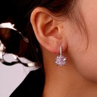 1 Pair Ig Style Simple Style Star Water Droplets Flower Plating Inlay Copper Zircon White Gold Plated Drop Earrings Ear Studs main image 5