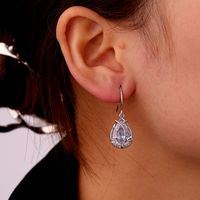 1 Pair Ig Style Simple Style Star Water Droplets Flower Plating Inlay Copper Zircon White Gold Plated Drop Earrings Ear Studs main image 9