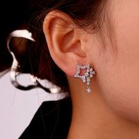 1 Pair Ig Style Simple Style Star Water Droplets Flower Plating Inlay Copper Zircon White Gold Plated Drop Earrings Ear Studs main image 10