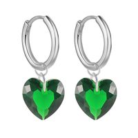 Simple Style Heart Shape Copper Drop Earrings Plating Artificial Crystal Copper Earrings sku image 7
