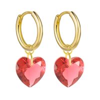 Simple Style Heart Shape Copper Drop Earrings Plating Artificial Crystal Copper Earrings sku image 3