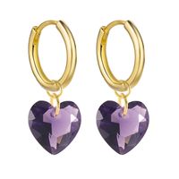 Simple Style Heart Shape Copper Drop Earrings Plating Artificial Crystal Copper Earrings sku image 4