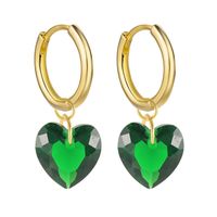 Simple Style Heart Shape Copper Drop Earrings Plating Artificial Crystal Copper Earrings sku image 1