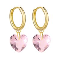 Simple Style Heart Shape Copper Drop Earrings Plating Artificial Crystal Copper Earrings sku image 2