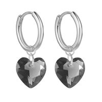 Simple Style Heart Shape Copper Drop Earrings Plating Artificial Crystal Copper Earrings sku image 12