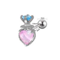 1 Piece Cute Sweet Heart Shape Rhombus Plating Inlay Stainless Steel Artificial Gemstones Ear Studs main image 6