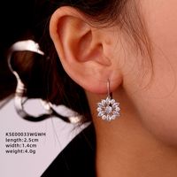 1 Pair Ig Style Simple Style Star Water Droplets Flower Plating Inlay Copper Zircon White Gold Plated Drop Earrings Ear Studs sku image 3