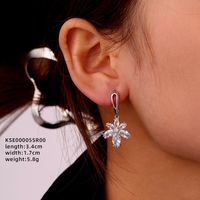 1 Pair Ig Style Simple Style Star Water Droplets Flower Plating Inlay Copper Zircon White Gold Plated Drop Earrings Ear Studs sku image 4