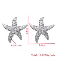 1 Pair Cute Starfish Plating Inlay Copper Zircon White Gold Plated Ear Studs sku image 1