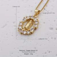 Simple Style Shiny Virgin Mary Oval Copper Plating Inlay Zircon 18k Gold Plated Pendant Necklace main image 2