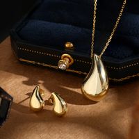 Einfacher Stil Pendeln Wassertropfen Sterling Silber Überzug 18 Karat Vergoldet Überzogen Mit Rhodium Frau Ohrringe Halskette main image 1