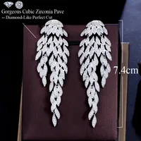 1 Pair Casual Wedding Romantic Leaves Tassel Plating Inlay Copper Zircon Drop Earrings main image 2