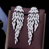 1 Pair Casual Wedding Romantic Leaves Tassel Plating Inlay Copper Zircon Drop Earrings sku image 1