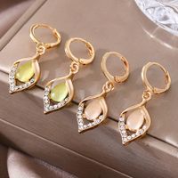 1 Pair Ig Style Water Droplets Plating Hollow Out Inlay Alloy Rhinestones Opal Drop Earrings main image 3