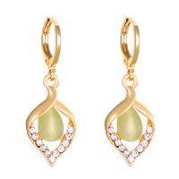 1 Pair Ig Style Water Droplets Plating Hollow Out Inlay Alloy Rhinestones Opal Drop Earrings main image 5