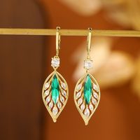 1 Pair Ig Style Water Droplets Plating Hollow Out Inlay Alloy Rhinestones Opal Drop Earrings sku image 4