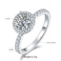 Ig Style Shiny Round Sterling Silver Gra Plating Inlay Moissanite Rhodium Plated Silver Plated Rings sku image 1
