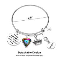 Classic Style Heart Shape 304 Stainless Steel Crystal Bangle In Bulk main image 8