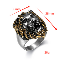 304 Stainless Steel Punk Cool Style Plating Lion Rings main image 10