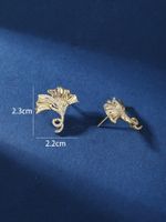 1 Pair Elegant Simple Style Ginkgo Leaf Plating Inlay Copper Zircon 18k Gold Plated Ear Studs main image 2