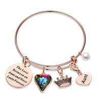 Classic Style Heart Shape 304 Stainless Steel Crystal Bangle In Bulk sku image 1