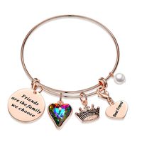 Classic Style Heart Shape 304 Stainless Steel Crystal Bangle In Bulk sku image 2