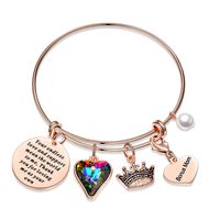 Classic Style Heart Shape 304 Stainless Steel Crystal Bangle In Bulk sku image 3