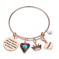 Classic Style Heart Shape 304 Stainless Steel Crystal Bangle In Bulk sku image 4