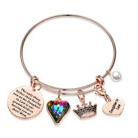 Classic Style Heart Shape 304 Stainless Steel Crystal Bangle In Bulk sku image 5