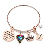 Classic Style Heart Shape 304 Stainless Steel Crystal Bangle In Bulk sku image 9