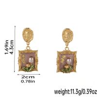 1 Pair Retro Pastoral Square Oval Flower Plating Hollow Out Inlay Copper Freshwater Pearl Shell 18k Gold Plated Drop Earrings main image 3