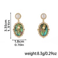 1 Pair Retro Pastoral Square Oval Flower Plating Hollow Out Inlay Copper Freshwater Pearl Shell 18k Gold Plated Drop Earrings main image 2