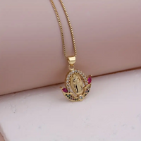 Simple Style Shiny Virgin Mary Copper Plating Inlay Zircon 18k Gold Plated Pendant Necklace main image 3
