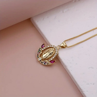 Simple Style Shiny Virgin Mary Copper Plating Inlay Zircon 18k Gold Plated Pendant Necklace main image 4