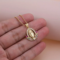 Simple Style Shiny Virgin Mary Copper Plating Inlay Zircon 18k Gold Plated Pendant Necklace main image 5