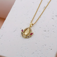 Simple Style Shiny Virgin Mary Copper Plating Inlay Zircon 18k Gold Plated Pendant Necklace main image 6