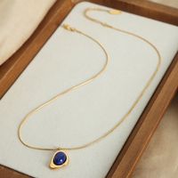 Wholesale Casual Simple Style Color Block Titanium Steel Plating Inlay 18k Gold Plated Natural Stone Earrings Necklace main image 1