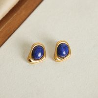 Wholesale Casual Simple Style Color Block Titanium Steel Plating Inlay 18k Gold Plated Natural Stone Earrings Necklace main image 3