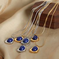 Wholesale Casual Simple Style Color Block Titanium Steel Plating Inlay 18k Gold Plated Natural Stone Earrings Necklace main image 5
