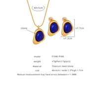 Wholesale Casual Simple Style Color Block Titanium Steel Plating Inlay 18k Gold Plated Natural Stone Earrings Necklace main image 2