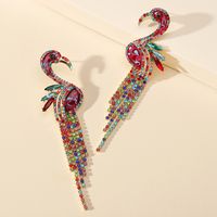 1 Pair Luxurious Shiny Bird Tassel Plating Inlay Zinc Alloy Rhinestones Drop Earrings main image 1