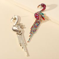 1 Pair Luxurious Shiny Bird Tassel Plating Inlay Zinc Alloy Rhinestones Drop Earrings main image 5
